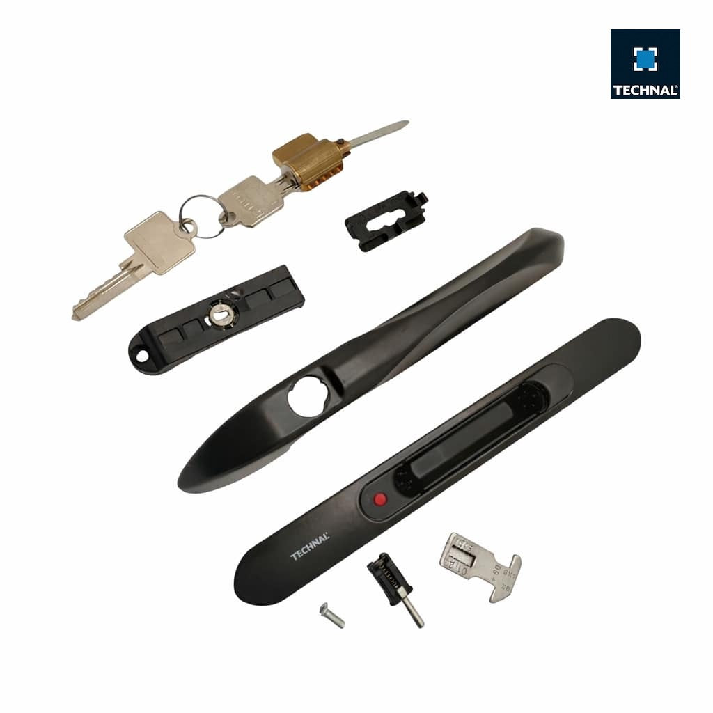 Lockable pull handle TECHNAL TKG004 black, sliding Saphir GX