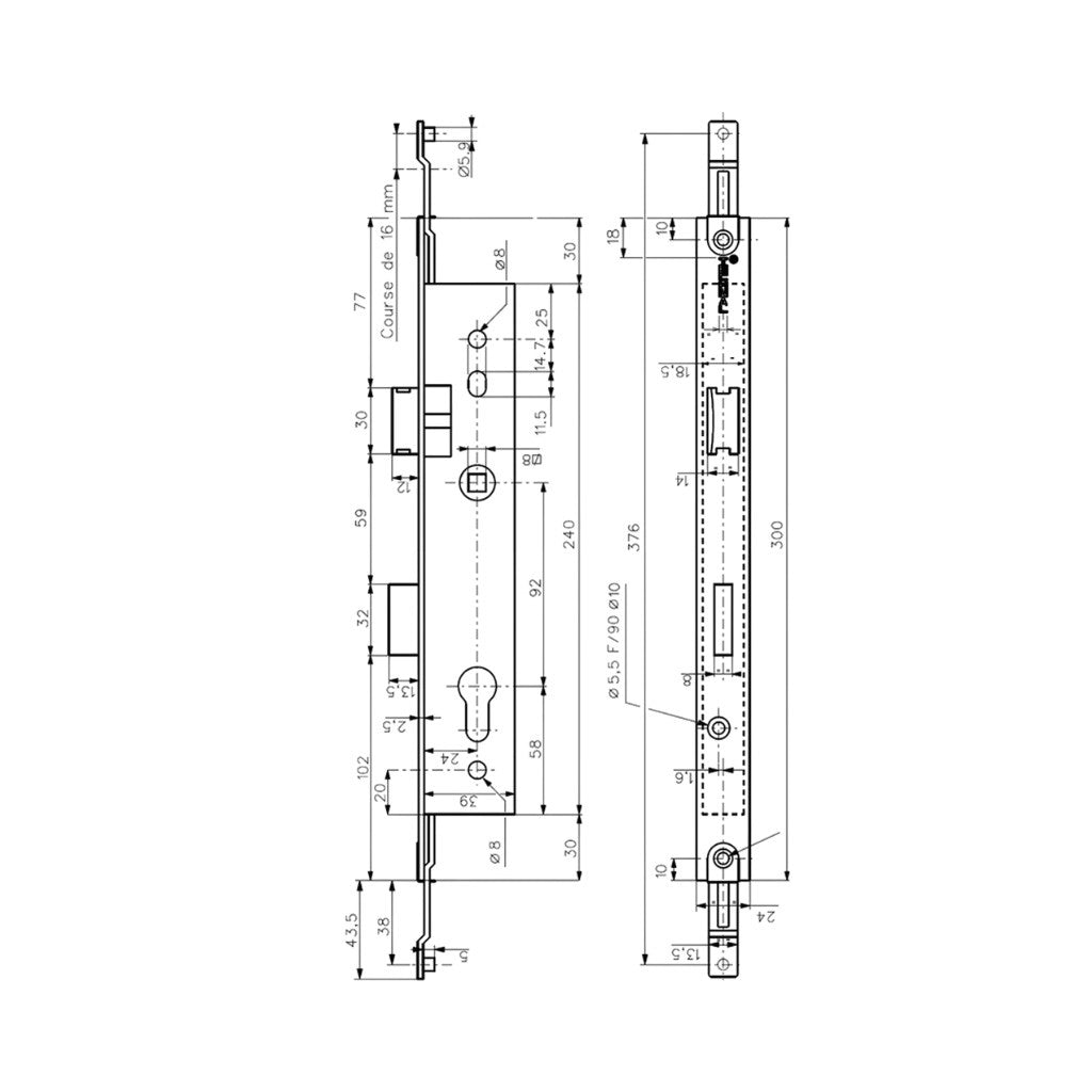 TKP001 TECHNAL 3-point lock with deadbolt