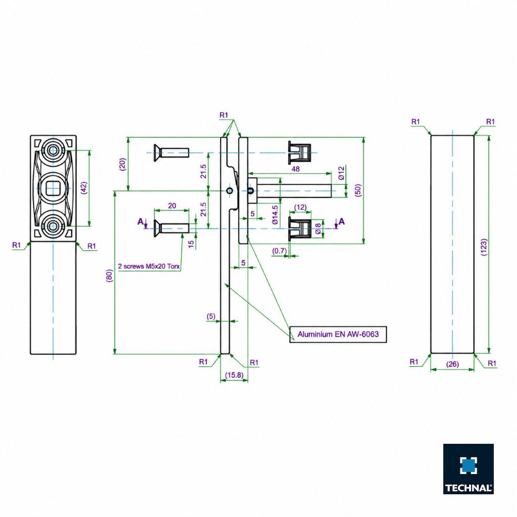 TPW6009 TECHNAL Ambial Flat handle