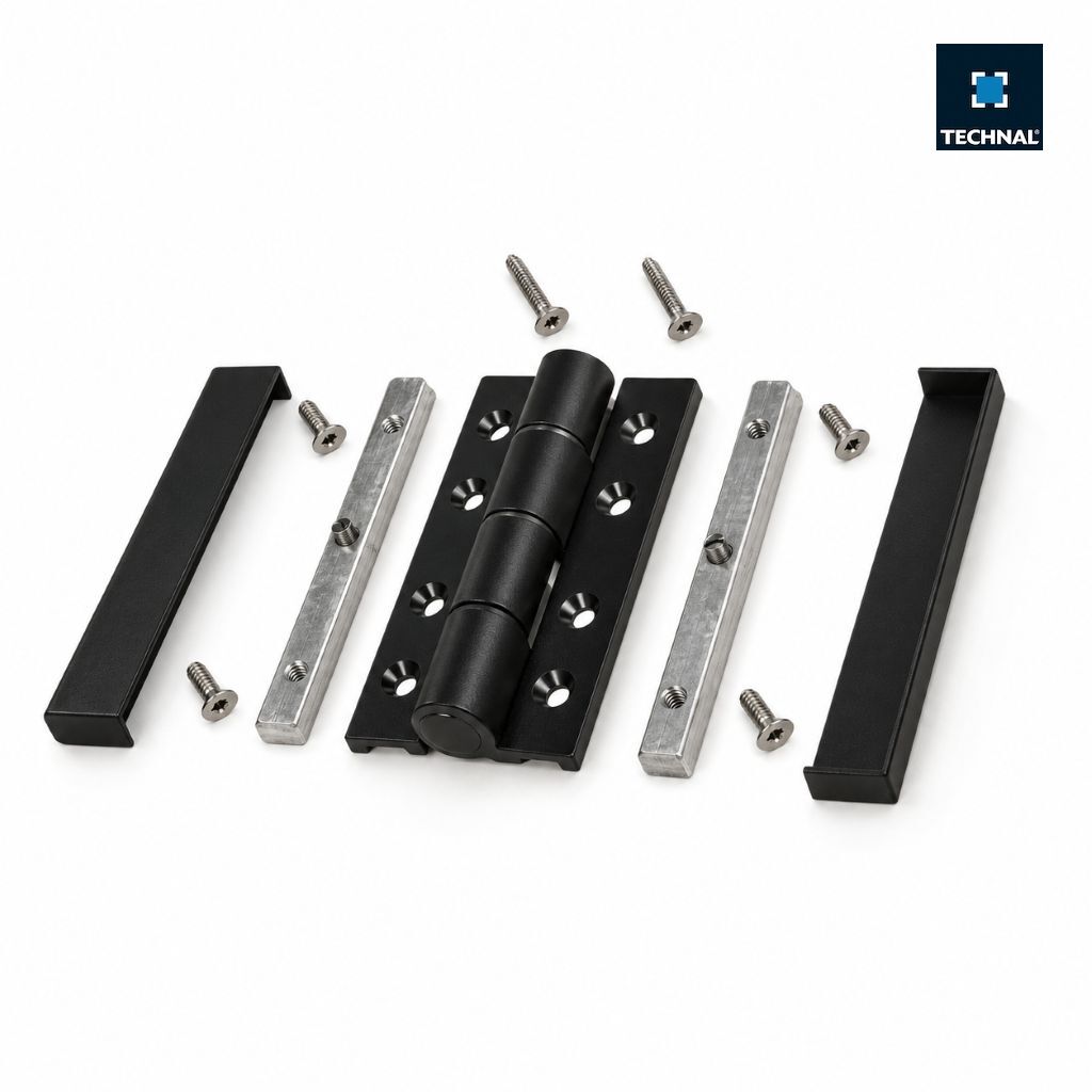 Charnière centrale noire TECHNAL TPW6011 pour porte coulissante repliable Ambial PW en aluminium